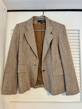 Vintage 70s Londonderry by Peabody Wool Blend Women's Taupe Herringbone Blazer
